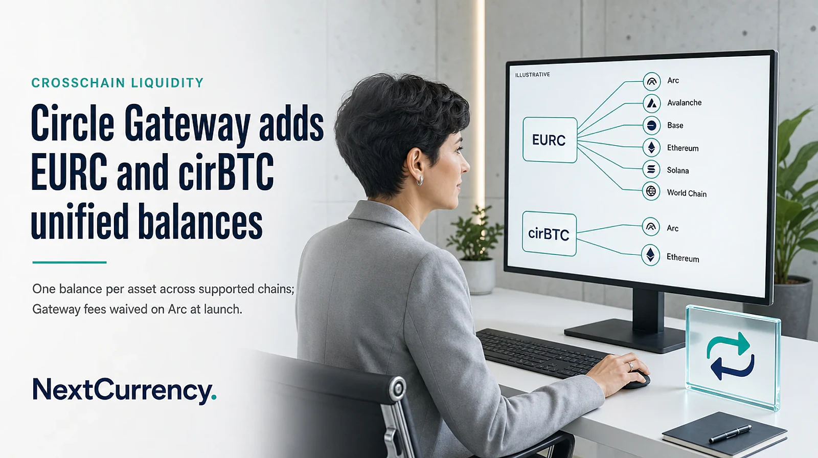 Circle Gateway Adds EURC and cirBTC Unified Crosschain Balances, Waives Fees on Arc — editorial cover artwork