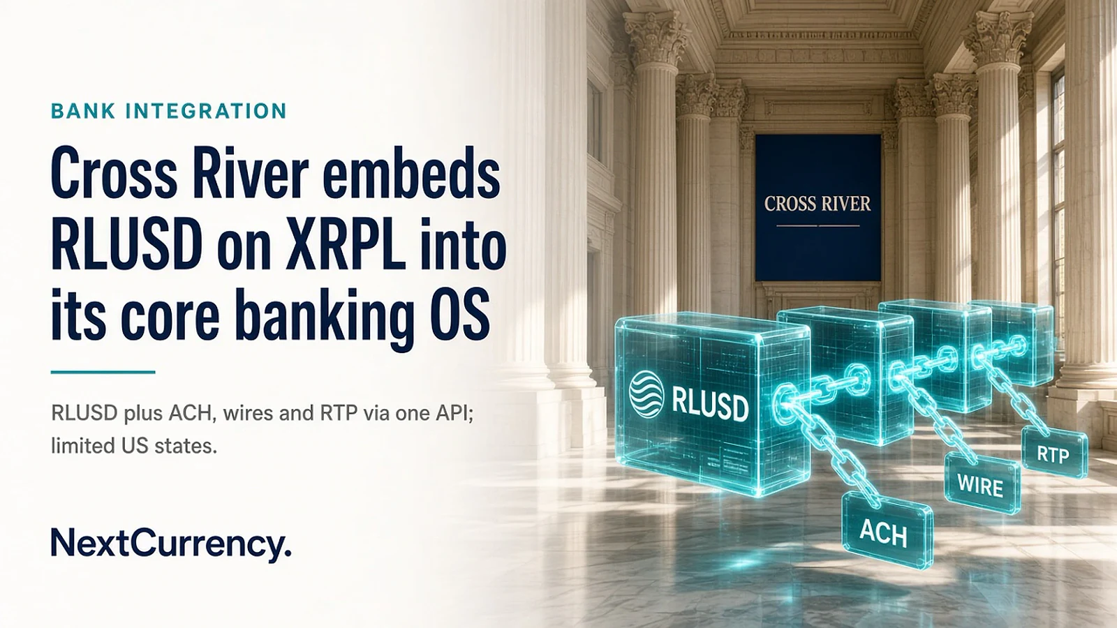 Cross River Embeds RLUSD on XRPL Into Its Core Banking OS — editorial cover artwork