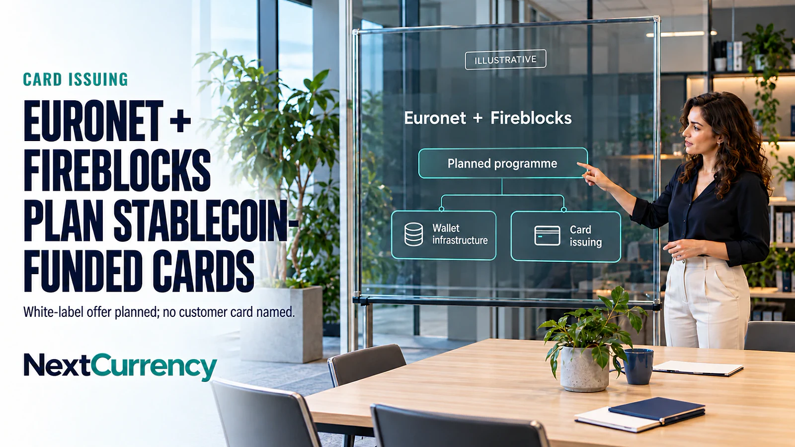 Euronet and Fireblocks plan stablecoin-funded card issuing — editorial cover artwork