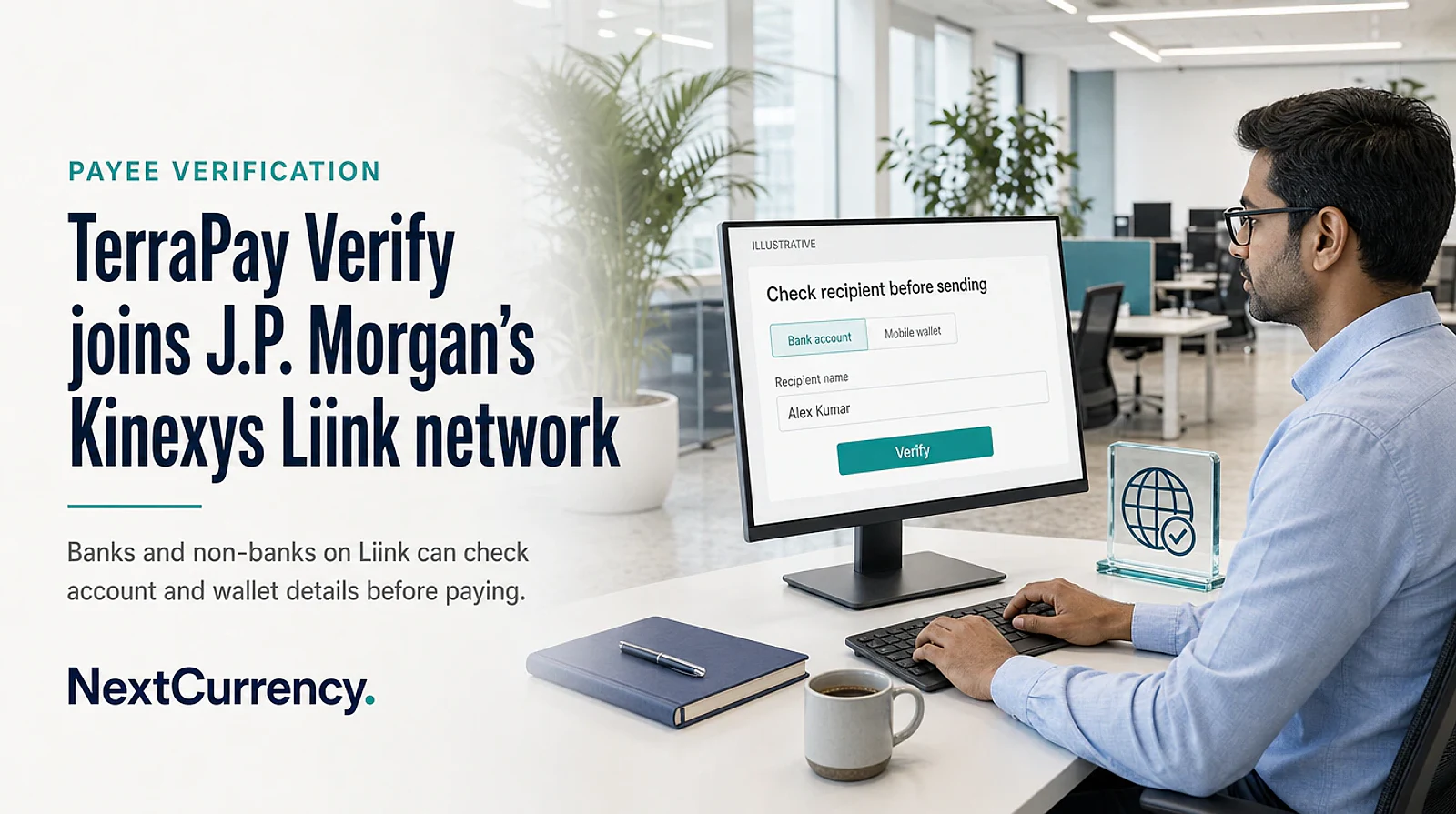 TerraPay Verify Joins J.P. Morgan's Kinexys Liink Network to Check Bank Account and Wallet Payees Before Cross-Border Payments — editorial cover artwork
