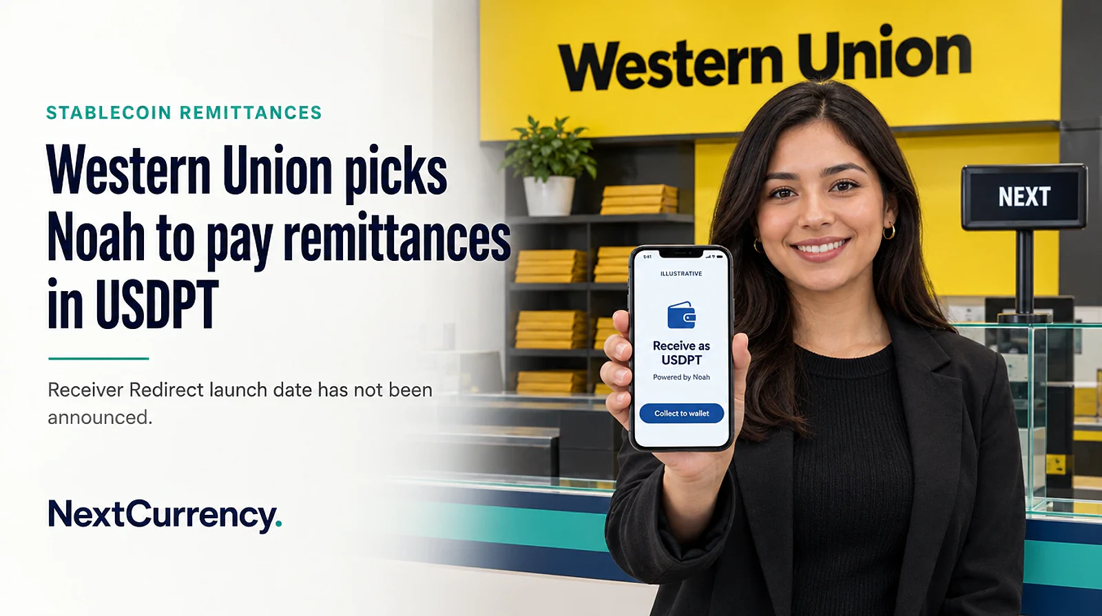 Western Union Picks Noah to Pay Out Remittances in Its USDPT Stablecoin — editorial cover artwork